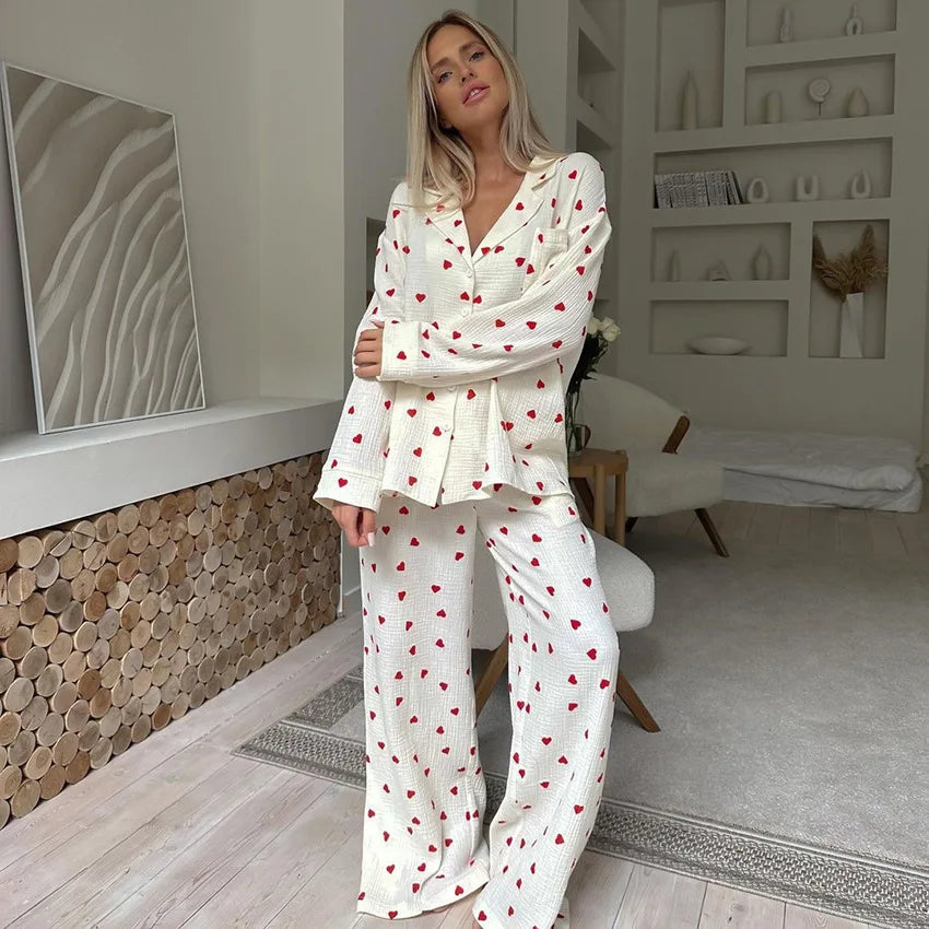 Summer New Love Heart Print Pyjama