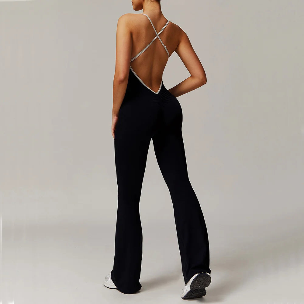 Sexy Back V Jumpsuit Gym Set