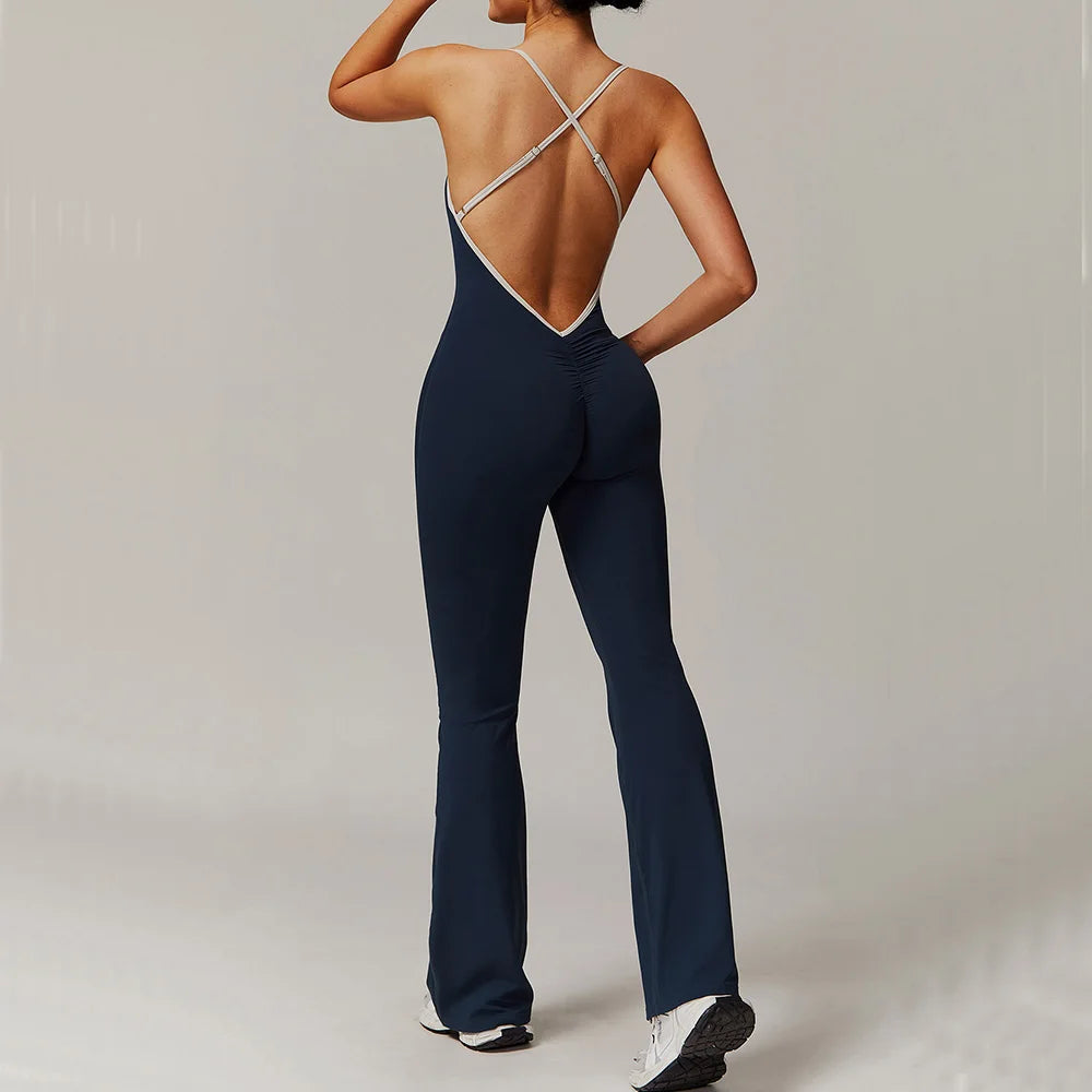 Sexy Back V Jumpsuit Gym Set