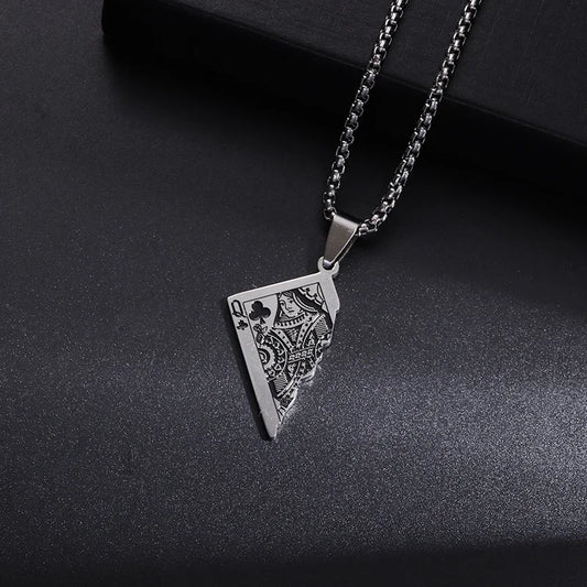 Steel Half Playing Card Necklace