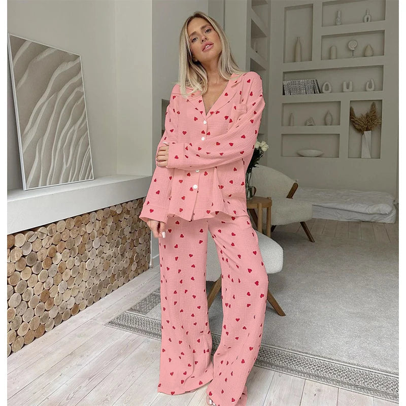 Summer New Love Heart Print Pyjama