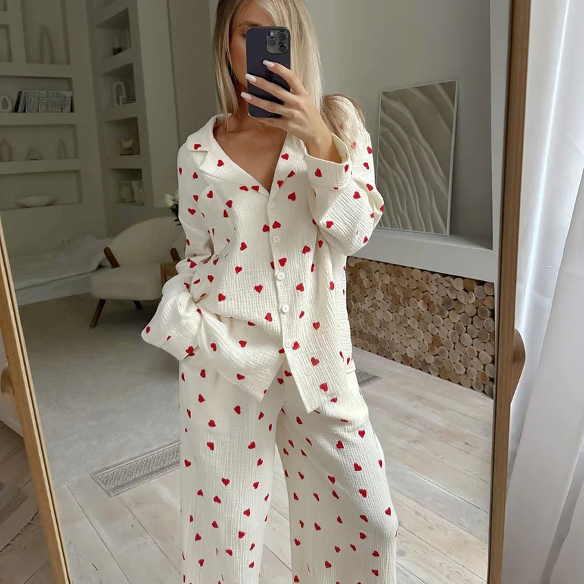 Summer New Love Heart Print Pyjama