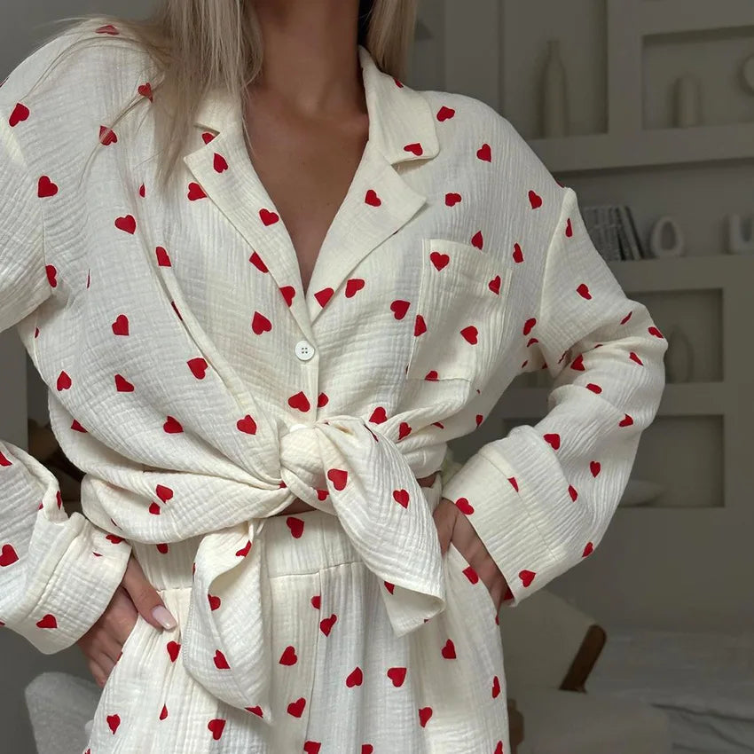 Summer New Love Heart Print Pyjama