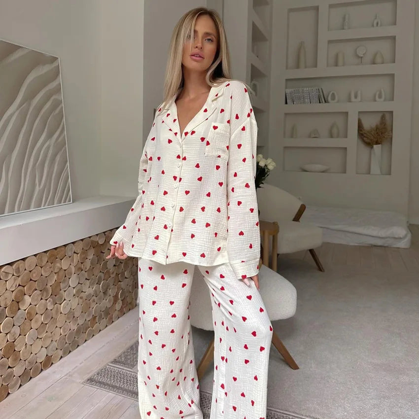 Summer New Love Heart Print Pyjama